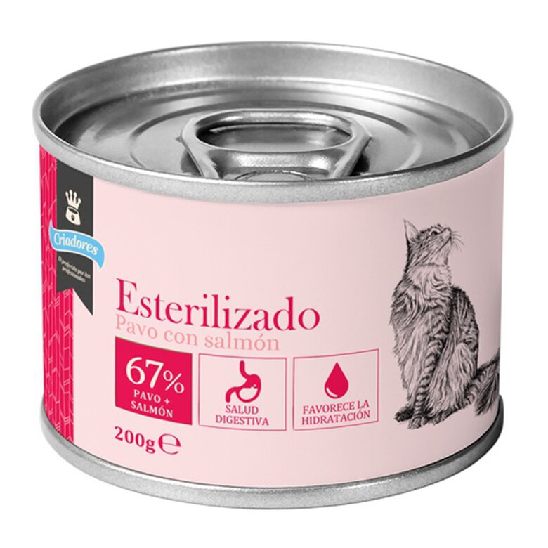Criadores Esterilizado Pavo y Salmón lata para gatos, , large image number null